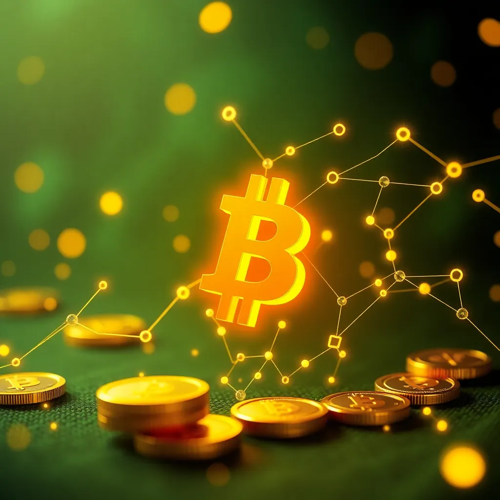 A conceptual image showing blockchain technology applied to betting APIs with digital tokens