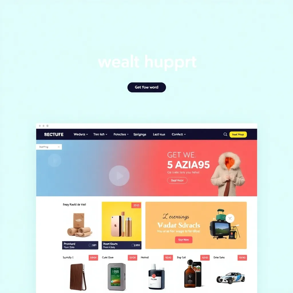 Screenshot of a modern e-commerce website homepage with product listings and promotional banners