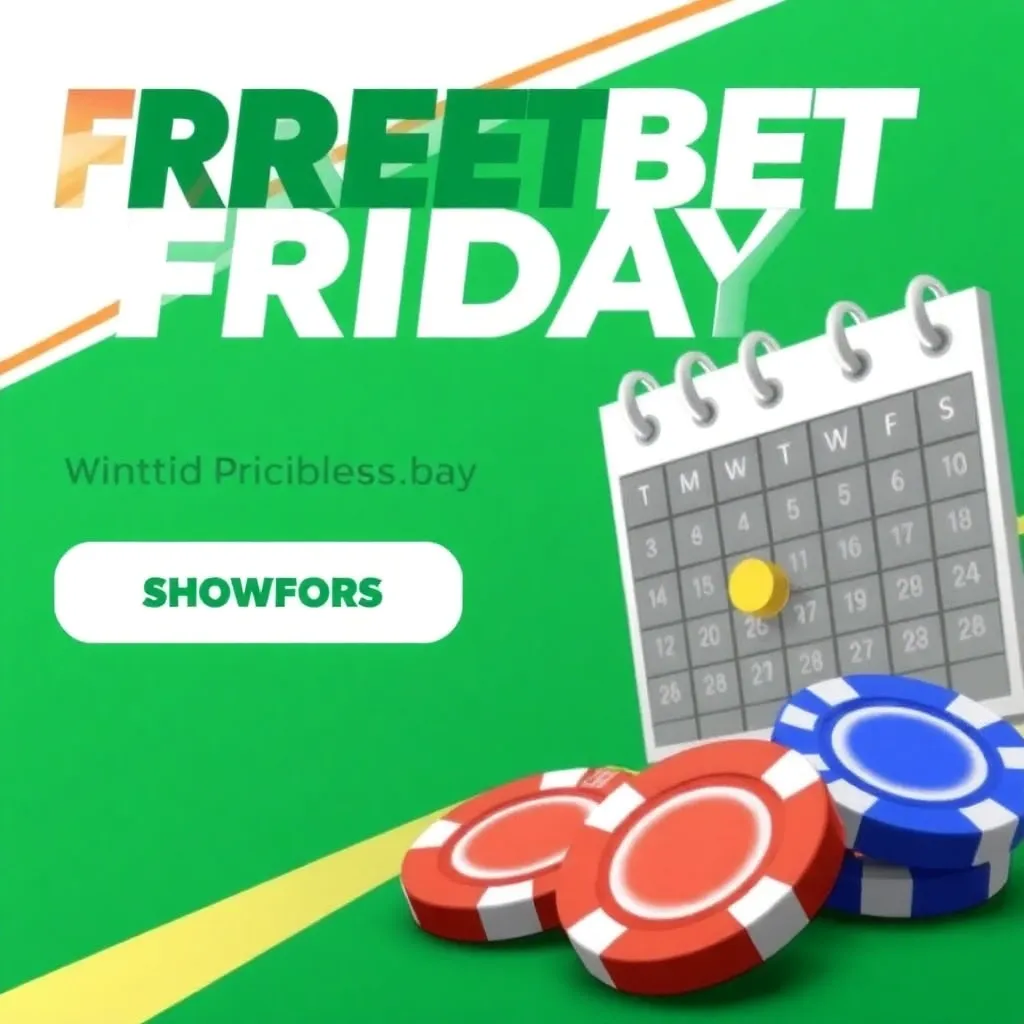 Promotional banner for Free Bet Fridays with a calendar and betting chips