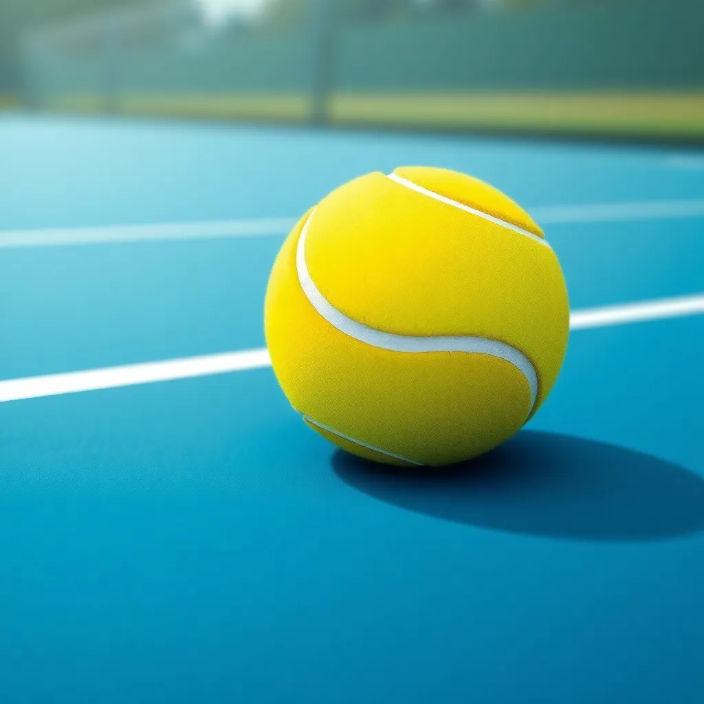 Icon of a bright yellow tennis ball on a tennis court