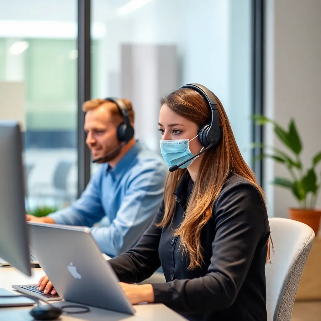 Customer support team assisting clients with dropshipping inquiries via headset