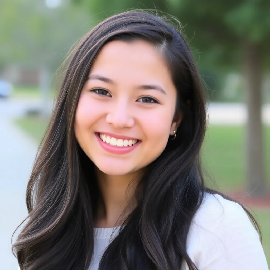 Portrait photo of Emily Garcia, a young woman with long dark hair and a bright smile