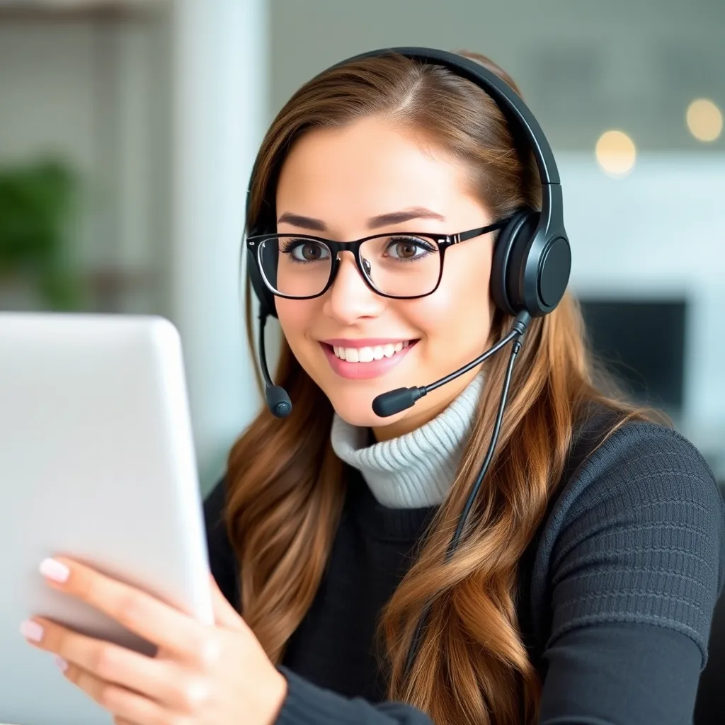 Customer support agent with headset helping ecommerce customers on chat
